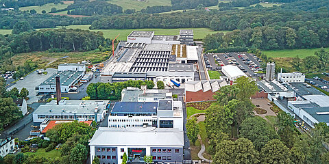 Fabrikgelände in Wuppertal von oben fotografiert